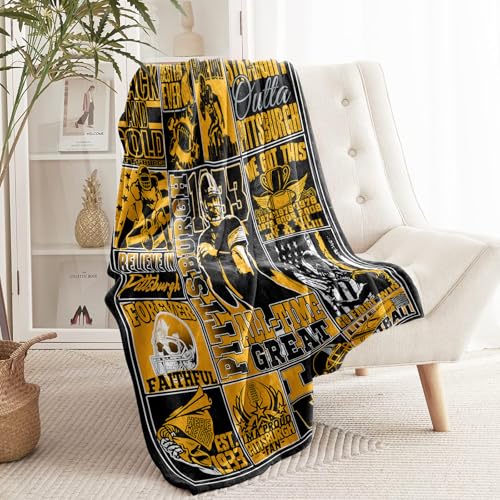 Football Blanket - Super Soft 60x50in Gold Throw for Fans