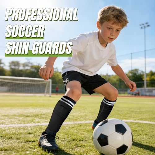 Soccer Shin Guards for Kids, Youth and Adults, Includes Optimized