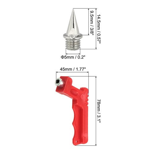 PATIKIL 3/8 Inch Steel Track Spikes, 120 Pack Sports Shoes Spikes Replacement Accessories with Spike Wrench for Long Jumping Running, Silver Tone