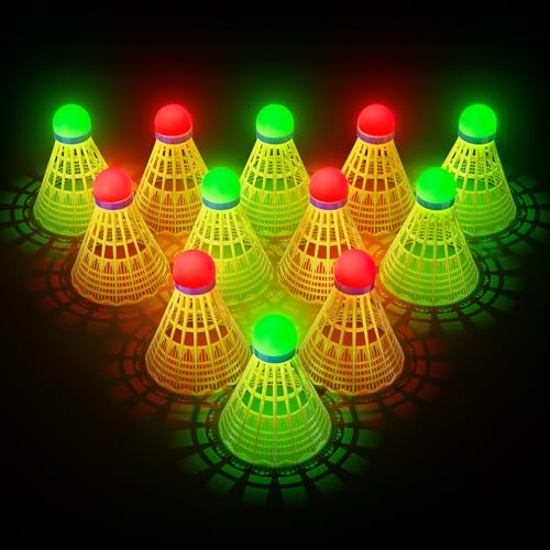 LED Glow Badminton Shuttlecocks - 6 Pack Birdies for Night Play