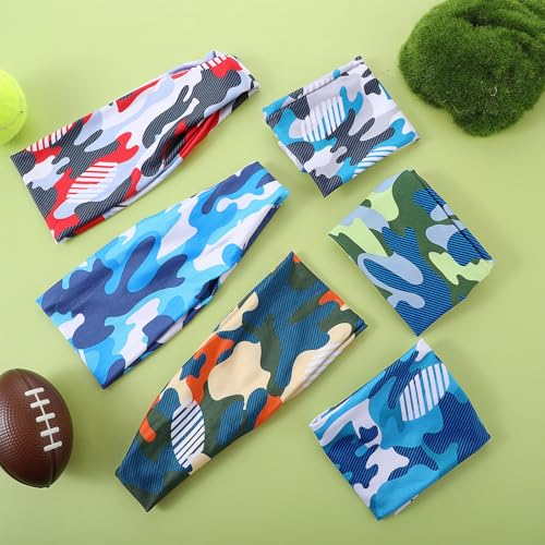 Kids Sweatbands - 6 Pack Breathable Elastic Headbands for Sports