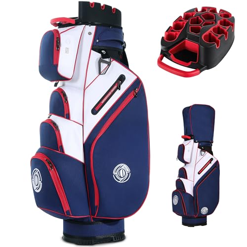 14-Way T-Lock Golf Cart Bag - Blue and White, Water Resistant