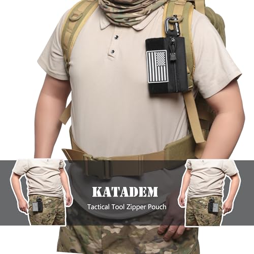3-Piece Tactical Zipper Pouch Set with US Patches & D-Ring Clips for EDC, Travel & Outdoor