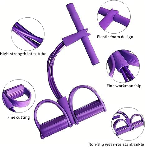 Skiennix Pedal Resistance Bands - Durable 6-Tube Fitness Bands for Abdomen, Arms, Legs | Natural Rubber
