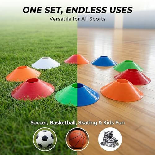 Sport Disc Cones - 10 Pack in 5 Colors for Agility Training