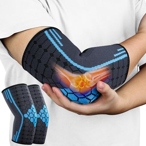 Elbow Brace Compression Sleeve - 2 Pack for Pain Relief & Support - Size S