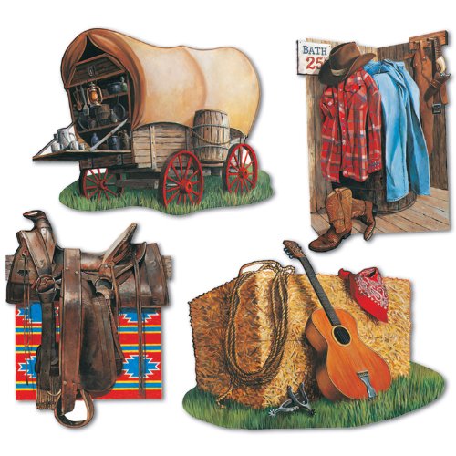 Western Cowboy Cutouts - 4 Assorted Designs for Parties