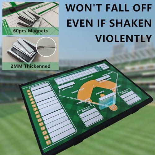 Magnetic Baseball Lineup Board with 60 Magnets - Dugout Organizer