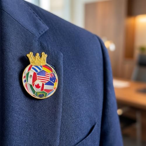 2026 Soccer Commemorative Pin with Display Case - Gold Crowned Design