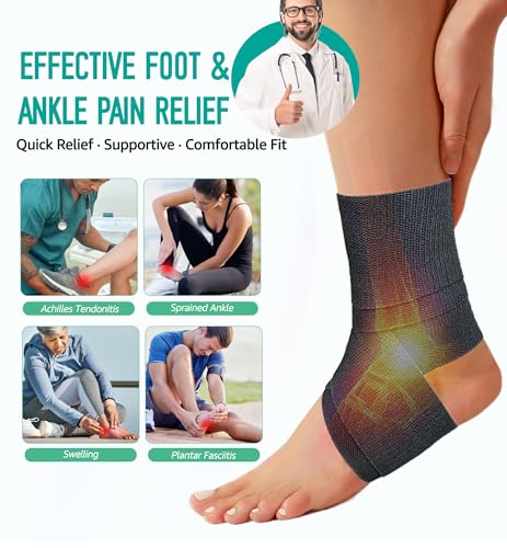 HiRui Adjustable Ankle Support Brace Medium Black for Sprains & Injury Recovery