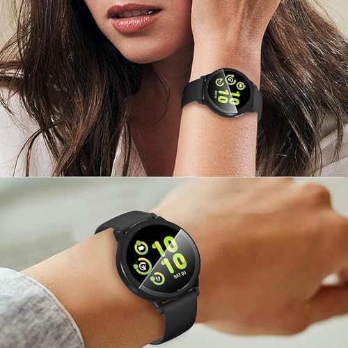 Hard PC Case & Tempered Glass Screen Protector for Garmin Vivoactive 5 - Black/Black