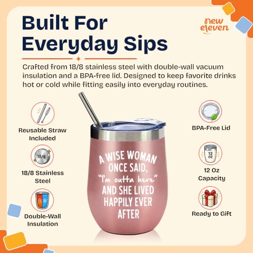 Wise Women Rose Retirement Tumbler - Funny Farewell Gift for Coworkers & Women 12 Oz NewEleven