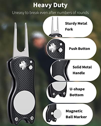 GreenHaven Blue & Black 2-6 Pack Foldable Golf Divot Repair Tool with Magnetic Ball Marker