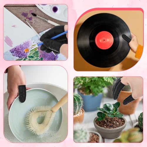 100 Pcs Disposable Silicone Finger Cots - Medium Protective Finger Covers Black