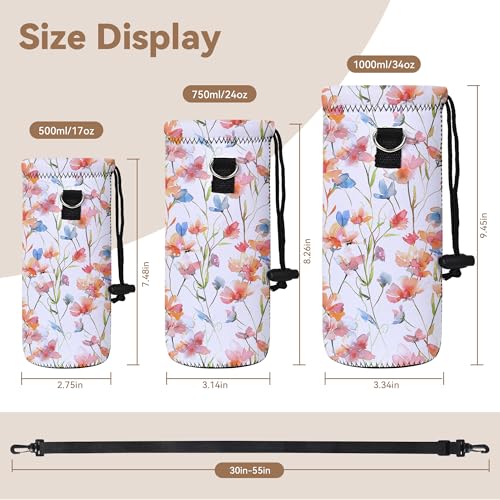 Insulated Neoprene Water Bottle Carrier Bag with Shoulder Strap - 1000ml