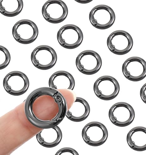 20Pcs Mini Carabiner Clips - 0.67in Black Zinc Alloy O Rings