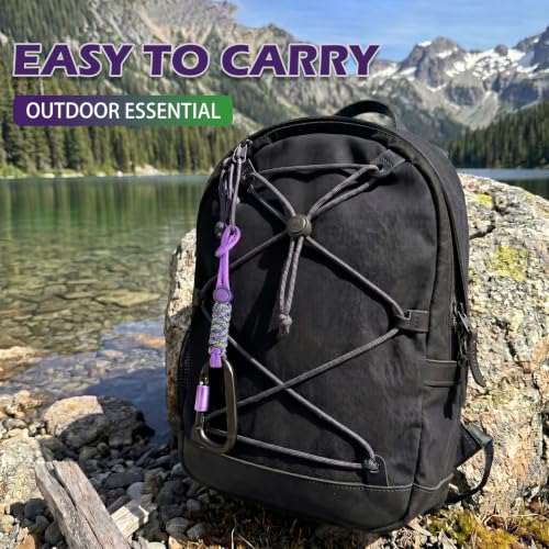 Paracord Keychain with D-Ring Carabiner & Screw Lock - Purple