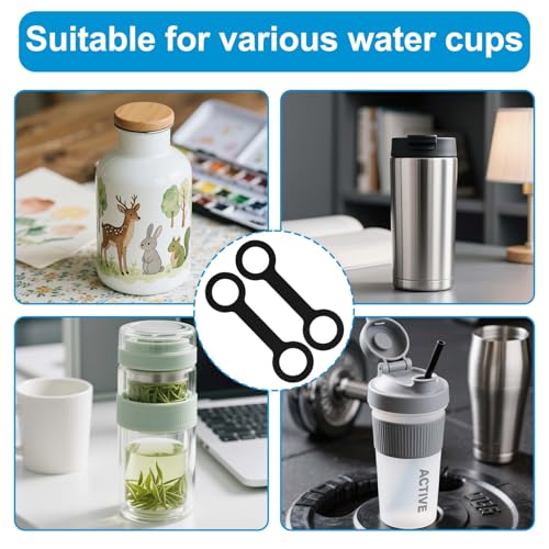 Non-Slip Silicone Water Bottle Carrier Strap - Black 2pcs