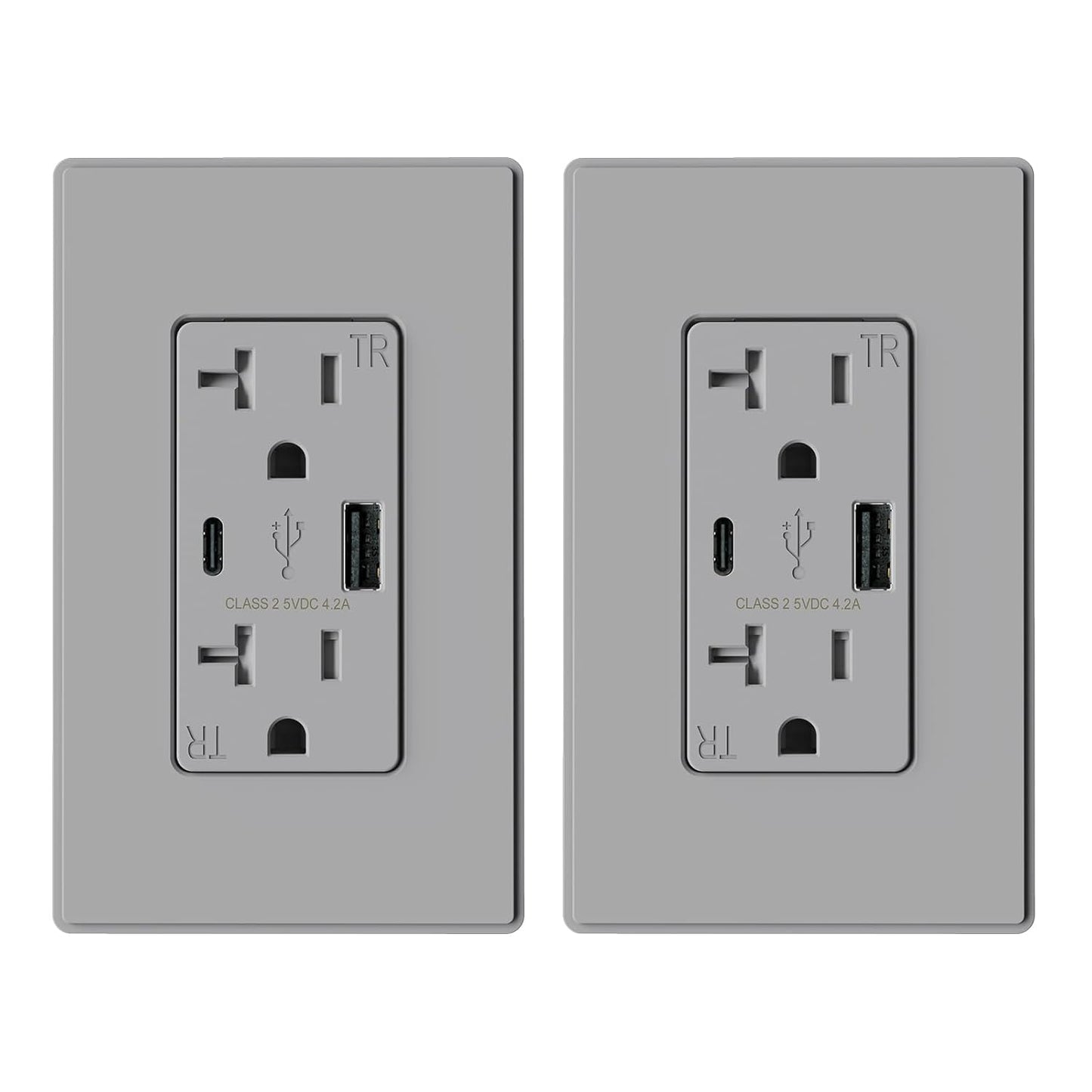 USB Wall Charger Outlet with A & C Ports - 15A Tamper Resistant, UL Listed, 6 Pack, Light Almond