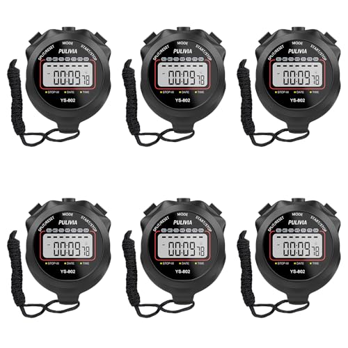 Digital Stopwatch for Coaches - 6 Pack Sports Timer with Alarm