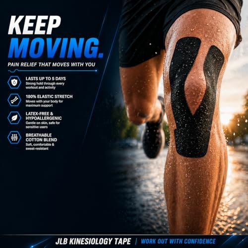 Kinesiology Tape Roll - Waterproof Sports Tape, 2 Rolls 16ft - Black