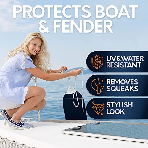 Boat Fender Covers 12" x 34" Navy Blue 2-Pack - Polyester Marine Bumper Covers