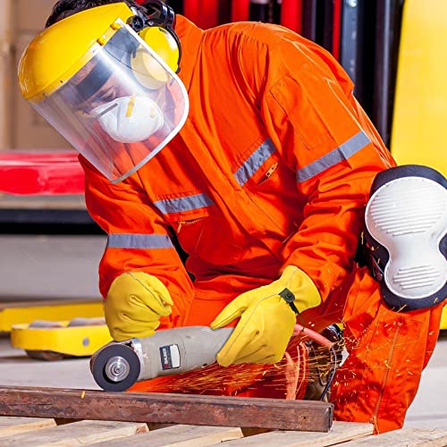 Bencailor 4 Pairs Leather Gloves for Work Leather Gardening Gloves Cowhide Durable Puncture Cut Resistant for Men Women