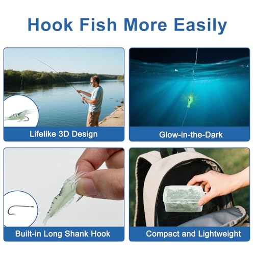 30pcs Luminous Soft Shrimp Fishing Lures Set - Green Variation