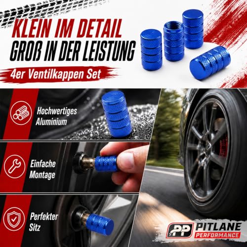 Aluminum Tire Valve Caps - Schrader Valve Covers for Cars & Bikes - Blue