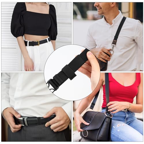 10 Pack Elastic Belt Keeper Straps - Black Nylon Canvas Loops