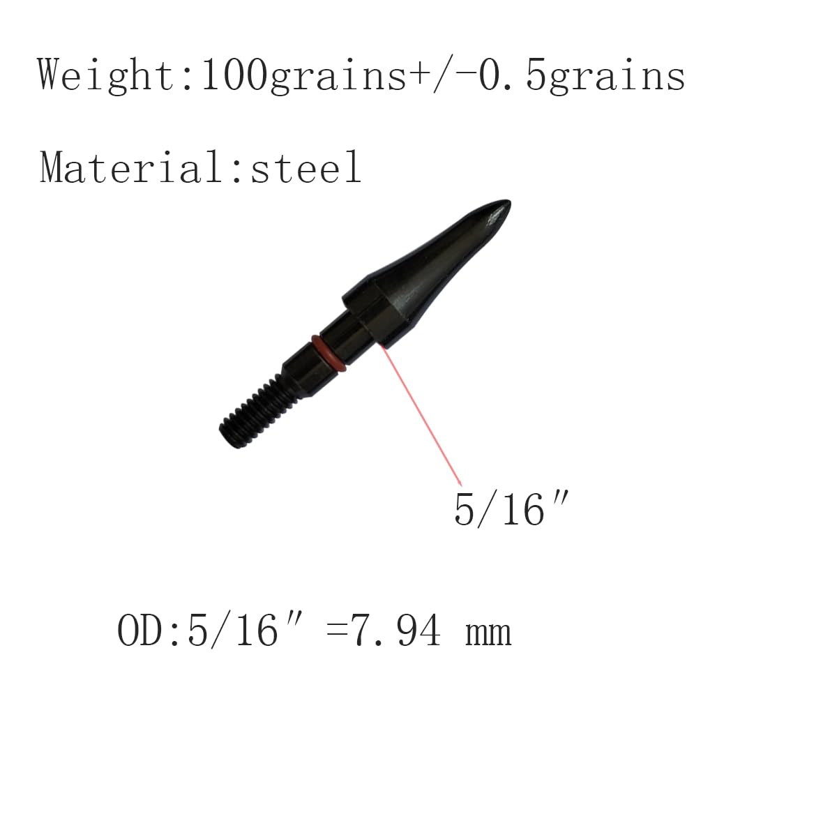 Archery Field Points 17/64 Inch 9/32 in 19/64 Inch 5/16 in (12 Pack) for Field Target Practice Shooting (5/16″-100grains)