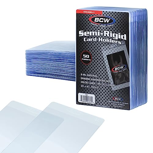 50 Pack BCW Semi-Rigid Card Holders for Standard Trading Cards Up to 35 PT Variation of THIS listing