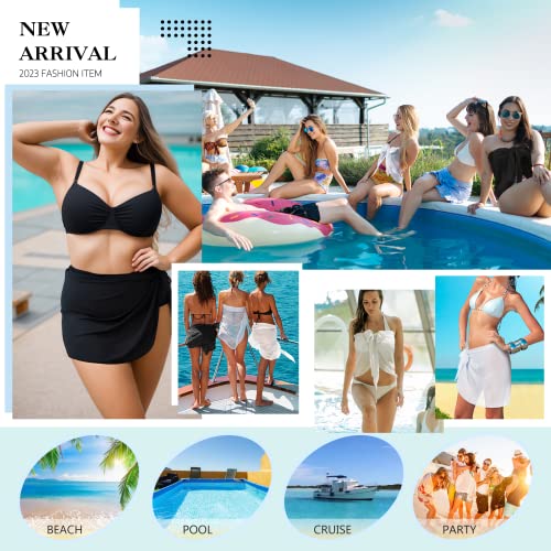 2pcs Chiffon Swim Cover Up for Women - Black & White Large