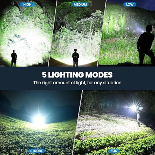 Rechargeable LED Flashlights 3 Pack - Super Bright 99,000 Lumens, Waterproof, Long Battery Life