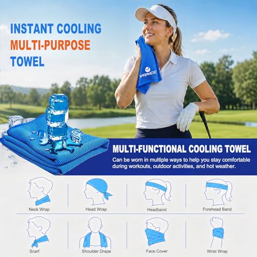 Cooling Towels 2 Pack - Light Blue Ice Cool Neck & Face Wraps
