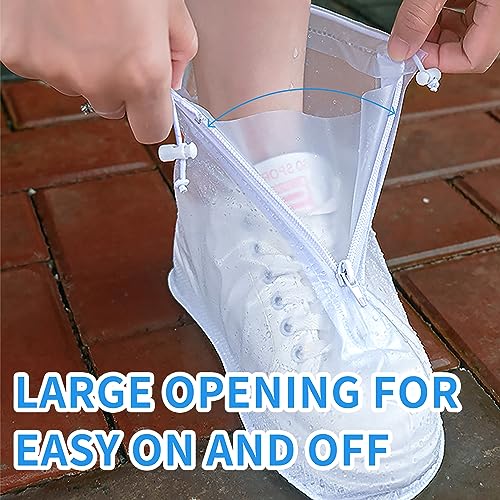 Waterproof Rain Shoe Covers for Men & Women - White X-Large