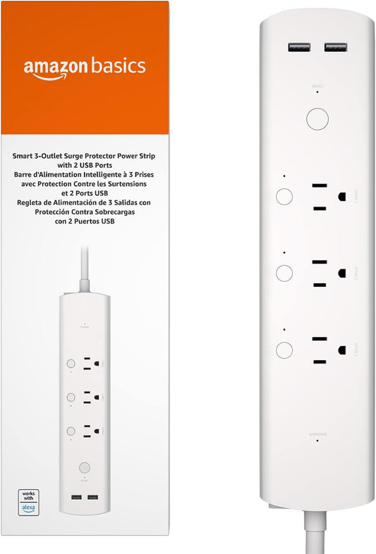 Smart Plug Power Strip with 6 Outlets & 3 USB Ports - Works with Alexa, Wi-Fi, White