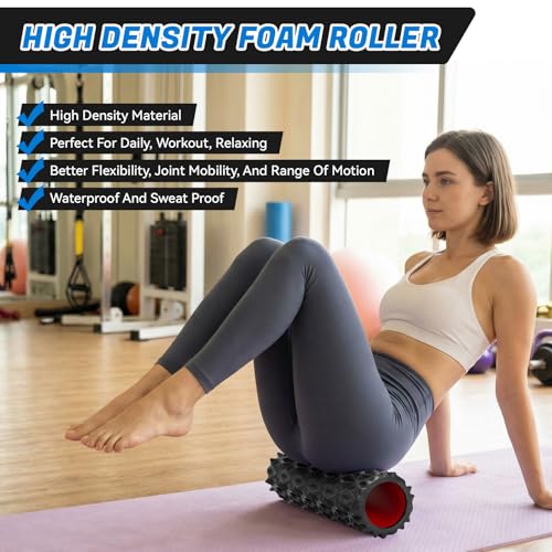 Deep Tissue Foam Roller - Diamond Textured Massage Roller - 15" Black
