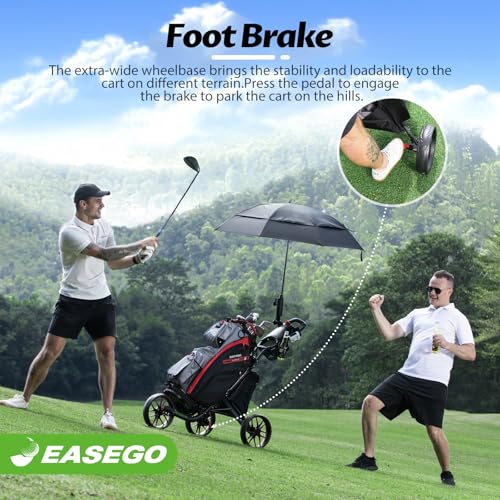 Golf Push Cart with Phone Holder & Cup Holder - 31 Inch Black