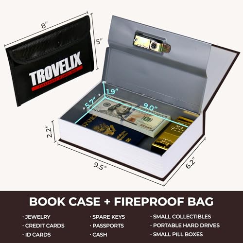 Book Safe with Combination Lock, Hidden Safe (9.5 x 6.2 x 2.2 Inch) with Fireproof Bag, Secret Diversion Safe, Hollow Book Box Hidden Storage, Money Safe Box for Cash (Bible)