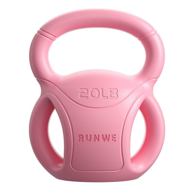 20 lb Kettlebell Weight with Three-handles for Russian Twists AB Exercise, Weightlifting and Core Training All-Purpose Fitness Exercise Home Gym [Pink]