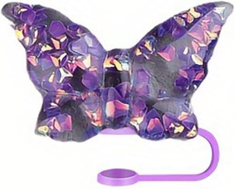 Purple Butterfly Straw Cover Cap for Stanley Cup - Silicone Toppers
