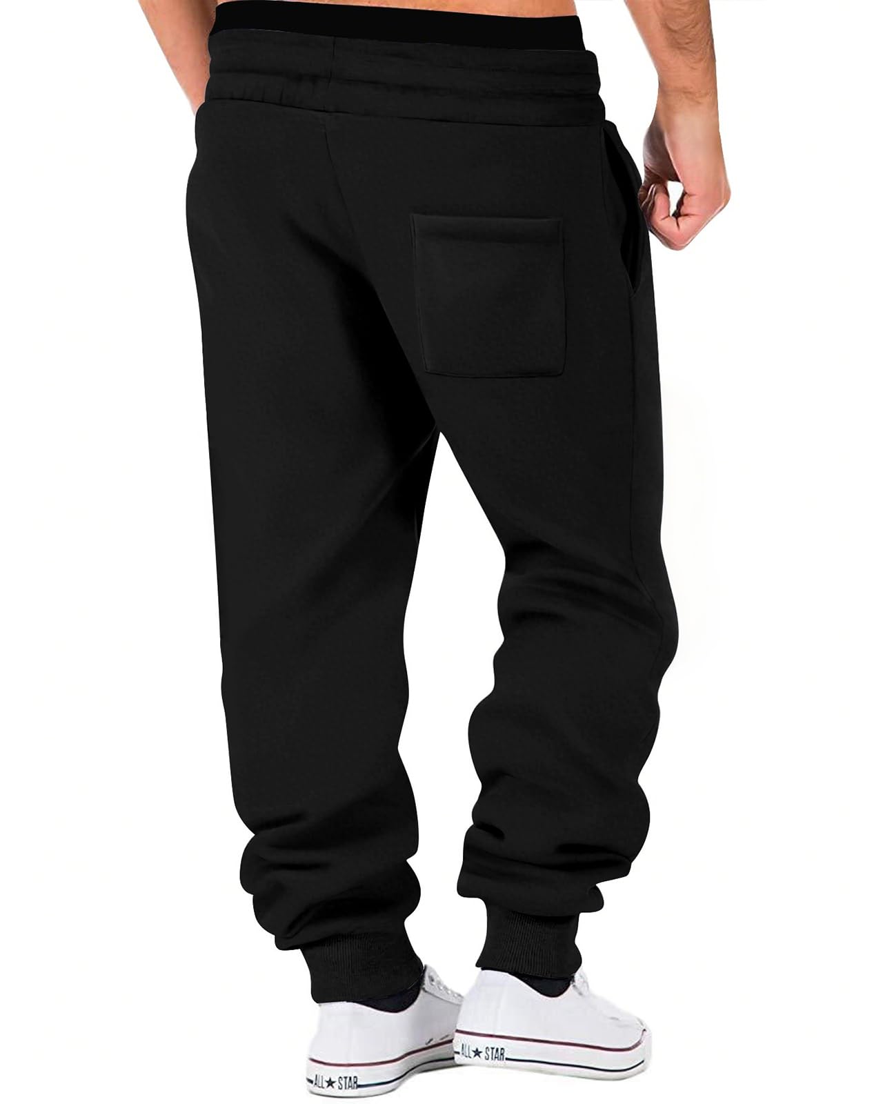 PIDOGYM Men's Fleece Sweatpants Heavyweight Elastic Waist Tapered Joggers Workout Running with Pockets Black