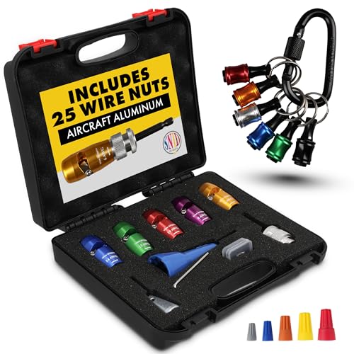 Wire Stripper for Drill - Electrical Wire Twister Tool for Drill, 6/8/10/12/14 AWG Kit with Socket Bit Holder, Hex Shank Adapter, Keychain, Screwdriver Extension, Quick Change Bit Organizer