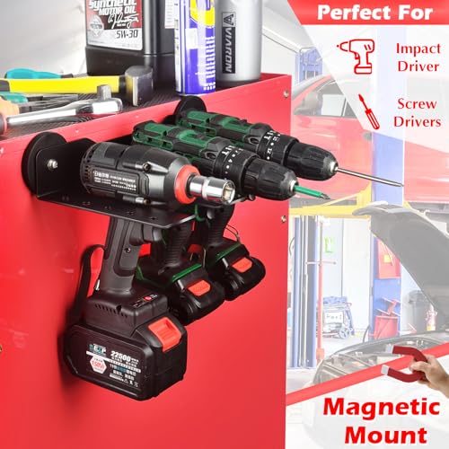 MUTUACTOR Super Power Tool Organizer Heavy Duty,Magnetic Mount Drill Holder Tool Storage,Anti-slip Magnetic Impact Drilling Driver Wrench Holder for Indoors Installation Repair Fixing