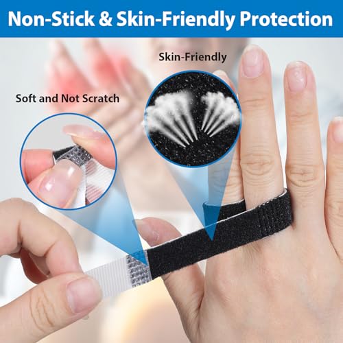 Finger Buddy Straps - 10 Pack Non-Stick Finger Protection - Black