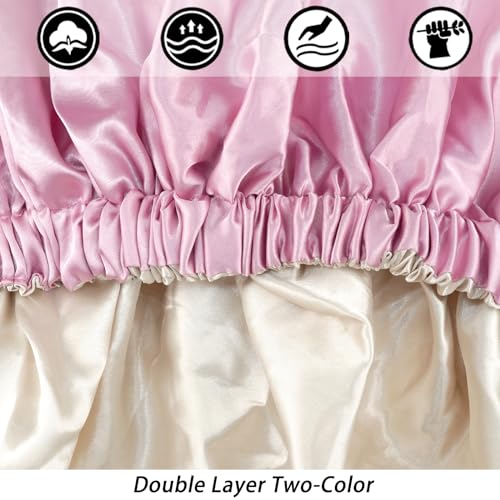 Satin Bonnet for Sleeping - Double Layer Curly Hair Cap - Dark Pink