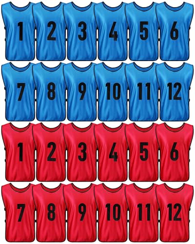 24 Pcs Soccer Pinnies Vests with Elastic Belts for Practice