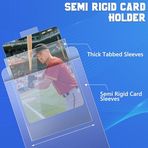 DEDC 200PCS Card Sleeves Set with 100 Semi Rigid & 100 Pull Tab Soft Sleeves, Professional Card Holders for Trading & PSA Grading