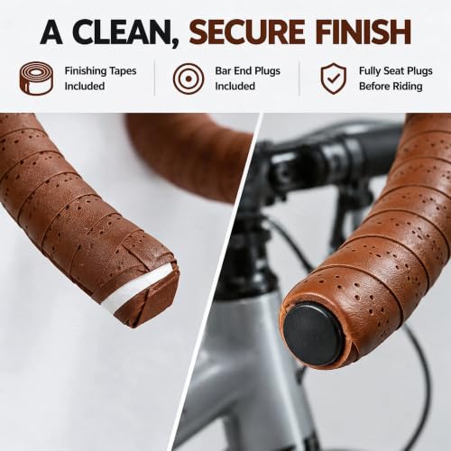 Brown Road Bike Handlebar Tape - EVA Cycling Wrap for Drop Bars